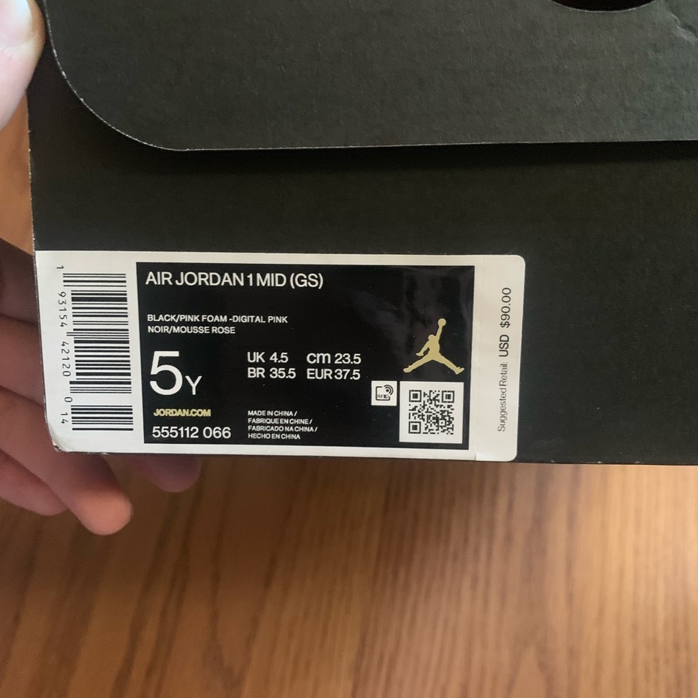AIR JORDAN 1 MID (GS) Black/Pink Foam-Digital Pink